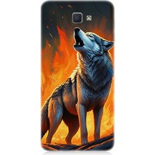 Teknomeg Samsung Galaxy J5 Prime Uyumlu Alevler Içinde Kurt Uluması  Desenli Silikon Kılıf