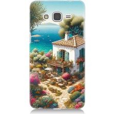 Teknomeg Samsung Galaxy Grand Prime Uyumlu Kıyıda Renkli Bahçe Beyaz Ev  Desenli Silikon Kılıf