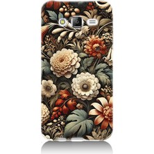 Teknomeg Samsung Galaxy J7 Uyumlu Vintage Tonlarda Çiçek Bahçesi  Desenli Silikon Kılıf