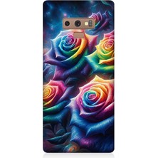 Teknomeg Samsung Galaxy Note 9 Uyumlu Gökkuşağı Güllerin Patlaması  Desenli Silikon Kılıf