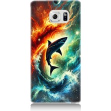 Teknomeg Samsung Galaxy Note 5 Uyumlu Ateşle Dans Eden Köpekbalığı  Desenli Silikon Kılıf