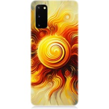 Teknomeg Samsung Galaxy S20 Plus Uyumlu Alev Girdabında Güneş Patlaması  Desenli Silikon Kılıf