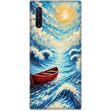 Teknomeg Samsung Galaxy Note 10 Uyumlu Fırtınada Kırmızı Sandal  Desenli Silikon Kılıf