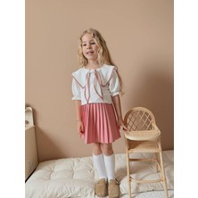 Kız Çocuk Pileli Etekli Takım I Fırfırlı Yaka Vintage Stil I Kız Çocuk Fiyonklu Yaka Detaylı