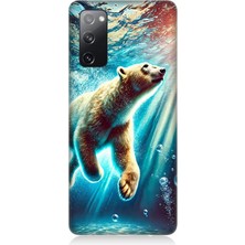 Teknomeg Samsung Galaxy S20 Fe Uyumlu Suda Dans Eden Ayı  Desenli Silikon Kılıf