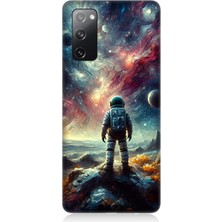 Teknomeg Samsung Galaxy S20 Fe Uyumlu Galakside Yalnız Astronot  Desenli Silikon Kılıf