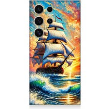 Teknomeg Samsung Galaxy S24 Ultra Uyumlu Fırtınada Yelkenli Gücü  Desenli Silikon Kılıf