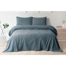 Merinos Modern Twist 3 Parça Çift Kişilik Battaniye Seti Kutulu 220X240 Ocean