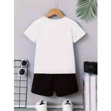 Calp Teks Fermuar Ayı Basklı Şort/t-Shirt Alt-Üst Yazlık Çocuk Takım