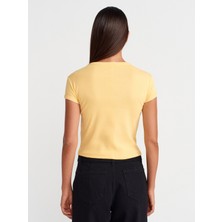 31750 Kontrast Kısa Kollu Tshirt-Sarı