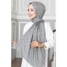 Emproyal Silver Jakar Dama Desenli Şal 75X190 cm