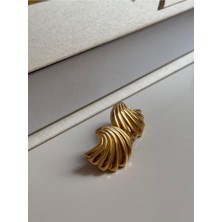 Lerosy Co. Altın Kaplama Kabarık Spiral Form Küpe – Modern ve Minimal Tasarım