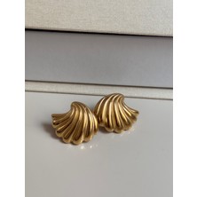 Lerosy Co. Altın Kaplama Kabarık Spiral Form Küpe – Modern ve Minimal Tasarım