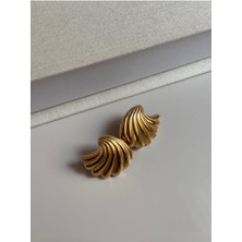 Lerosy Co. Altın Kaplama Kabarık Spiral Form Küpe – Modern ve Minimal Tasarım