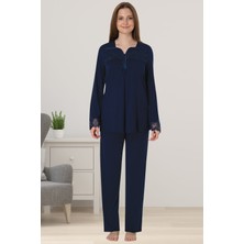 Lacivert Hamile Lohusa Pijama Takımı