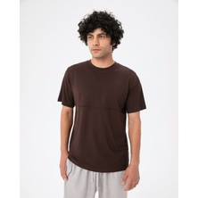 Ayma Active Erkek Kahverengi Viskoz T-Shirt - EcoVero™ Viskoz, Ön Dikiş Detaylı, Bisiklet Yaka, Yumuşak ve Esnek Tişört
