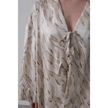 Desenli Saten Kimono Takım