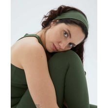 Ayma Active Haki Organik Pamuk Basic Yoga, Pilates, Spor, Koşu, Tenis Saç Bandı