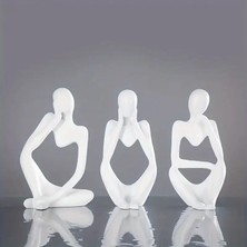 Düşünen Insan Figürleri – Modern Minimalist Düşünen Figürler Seti+Tepsi Dahil Black Serisi