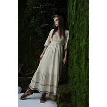 Nakışlı Muslin Elbise