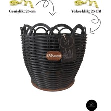 25 cm Premium Siyah Renk Saksılık