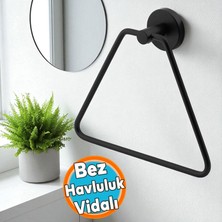 Banyo Mutfak Lavabo Üçgen Bez Havlu Askısı Siyah Paslanmaz Metal Vidalı Bez Havluluk Aparatı
