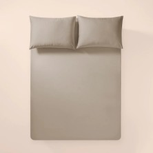 %100 Pamuk Percale Lastikli Çarşaf  160X200 cm Taş Rengi - Pure Serisi