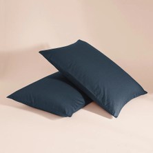 %100 Pamuk Percale 2li Yastık Kılıfı Lacivert - Pure Serisi