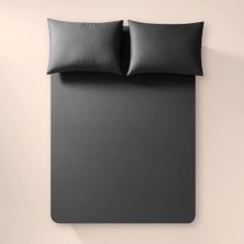 %100 Pamuk Percale Lastikli Çarşaf  100X200 cm Antrasit - Pure Serisi