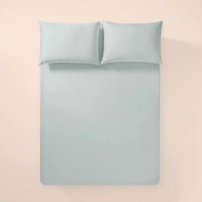 %100 Pamuk Percale Lastikli Çarşaf  100X200 cm Mavi - Pure Serisi