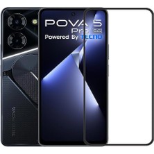 Fibaks Tecno Pova 5 Pro Uyumlu Tam Kapatan Tamperli Cam Ekran Koruyucu Kırılmaz Cam