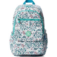 Çok Cepli Su Geçirmez Krınkıl Kumaş Günlük ve Okul Sırt Çantası MYP8615 Beyaz Çiçekli