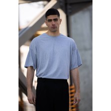 Jakarlı Unisex Pamuk Bisiklet Yaka Oversize Boyfriend T-Shirt