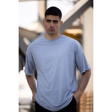 Jakarlı Unisex Pamuk Bisiklet Yaka Oversize Boyfriend T-Shirt