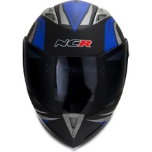 Çene Açılır Kask Mat Mavi Siyah Vizörlü Ece Belgeli