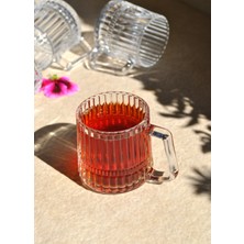 4 Adet Kulplu Cam Bardak - Çay Kahve Bardağı Cam Mini Kupa 172 ml