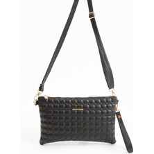 Sanmorris Kadın Suni Deri Siyah Mat Ayarlanabilir Çapraz ve El Askılı Portföy, Clutch Çanta