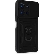 Newface Vivo Y36 Kılıf Pars Lens Yüzüklü Silikon - Siyah Sptgl