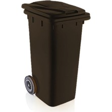 Tekerlekli Kahverengi Çöp Konteyneri Çöp Kovası 120 Lt ( Sağlam Dayanıklı)