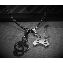 Paslanmaz Çelik Ikili Ürün Sol Anahtar ve Gitar Kolye