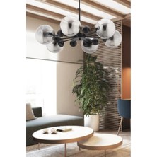 İstanbul Avize Nairobi 6'lı Siyah Kasa Beyaz Glob Camlı Avize