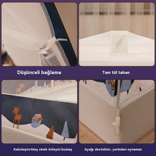 Yuanbao Yurt Cibinlik Ağı Kurulumsuz Ev Çocuk Desenli Çadır Çift Kapılı Fermuarlı Katlanır Yurt Çadır-1.8×2m (Yurt Dışından)
