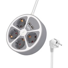 Vea VE-G604YU 4'lü 2 USB’li Anahtarlı 1.5 Metre Grup Priz