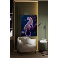Neon Desenli Leopar Kanvas Tablo Ev Duvar Salon Ofis Dükkan Hediyelik Dekarasyon Süsü