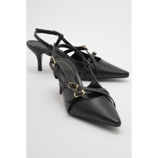 Ccway Kadın Sivri Burun Topuklu Ayakkabı SİYAH CİLT