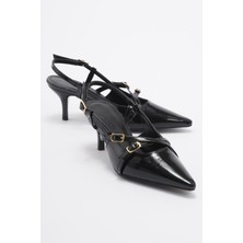 Ccway Kadın Sivri Burun Topuklu Ayakkabı SİYAH RUGAN