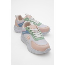 Cırtlı Anorak Kadın Spor Ayakkabı Beyaz Pudra Yeşil