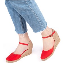 Gerçek Elişi Hasır Dolgu Topuk Keten Hasır Kadın Espadril Handmade