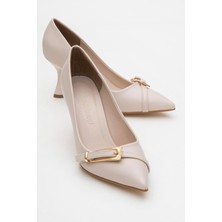 Kadın Zincirli Topuklu Ayakkabı Ten Cilt