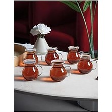 Mithra Life 6 Adet Ateşe Dayanıklı Kulplu Cam Keyifli Çay Bardağı Kupa Seti MIT1165